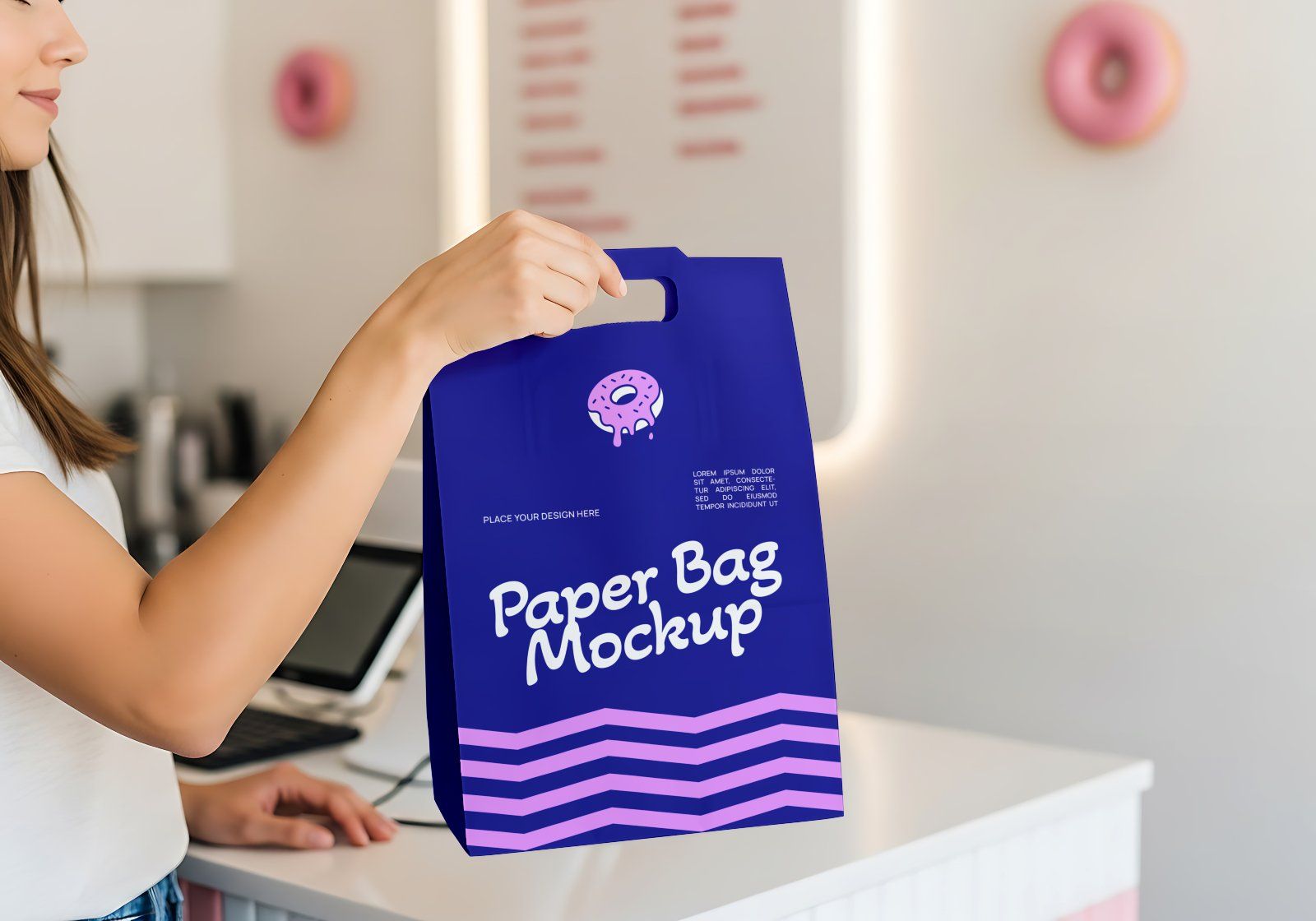 Premium Branding Blue Donut Store Mockup