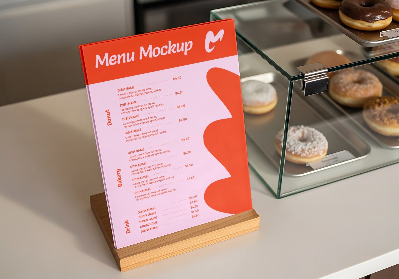 Premium Branding Pink Donut Store Mockup