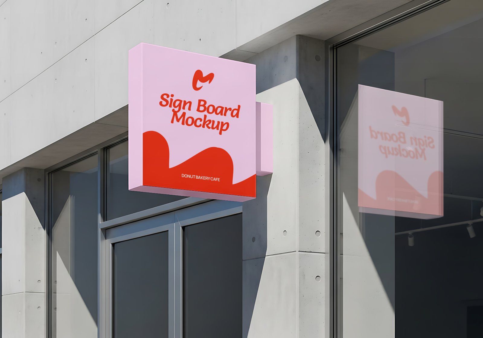 Premium Branding Pink Donut Store Mockup