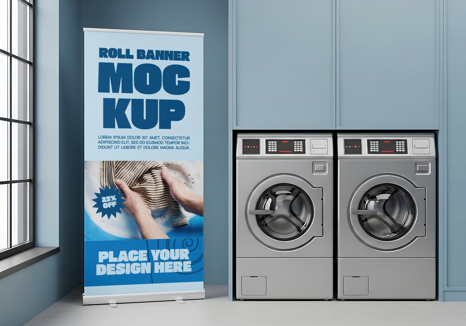 Laundry Shop Mockup Bundle – 15 PSD Templates for Branding, Packaging, and Interior Display