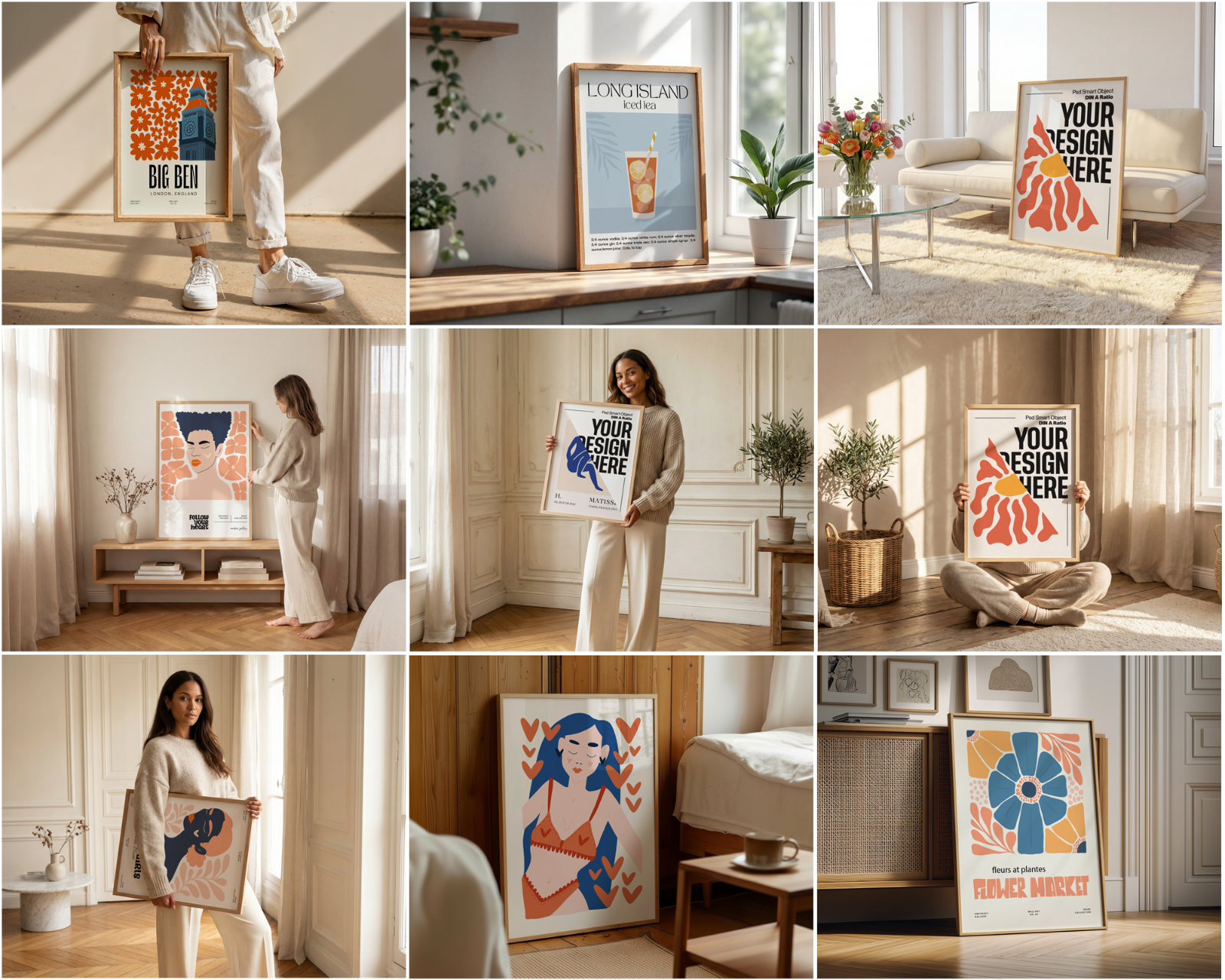 150 Poster Frame Mockup PSD Bundle, Wall Art Display , Din A Ratio