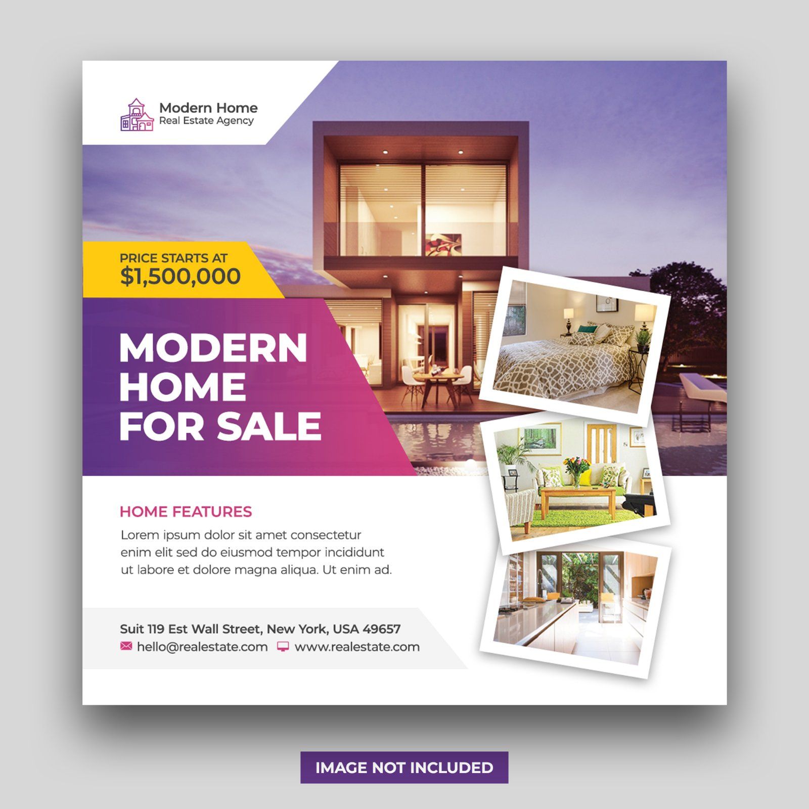 real-estate-home-for-sale-social-media-banner-square-flyer-template — image 1