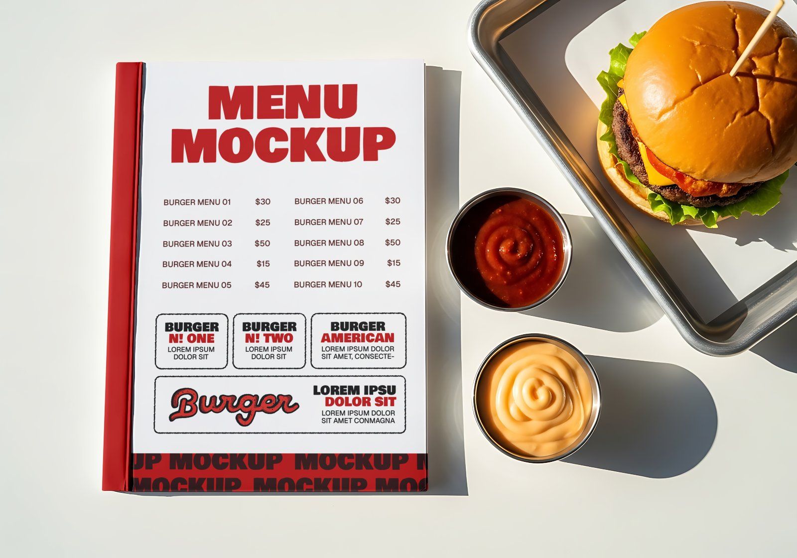 Burger Restaurant Branding Mockup Bundle | 15 Premium PSD Mockups | Fast Food Packaging & Menu Mocku