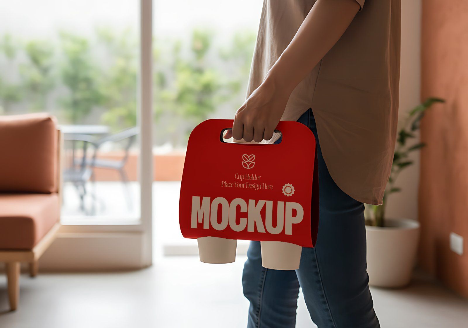 Premium Branding Red Store Coffee Mockup