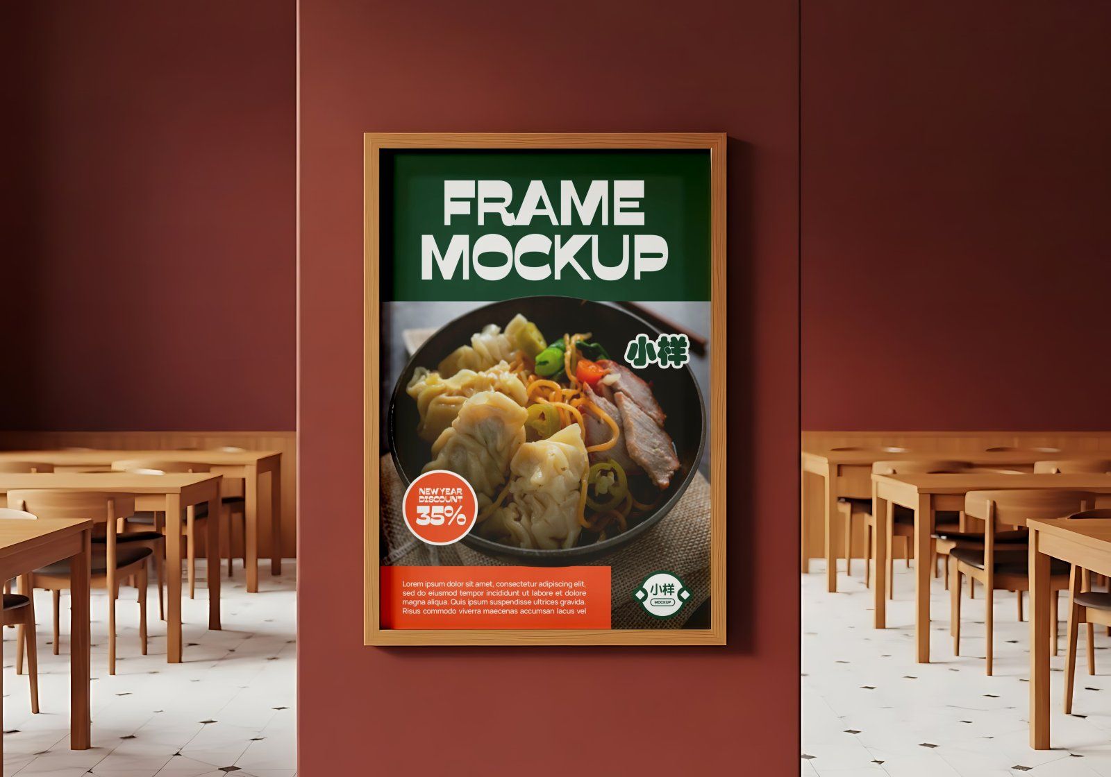 Premium Branding Orange China Restaurant Mockup