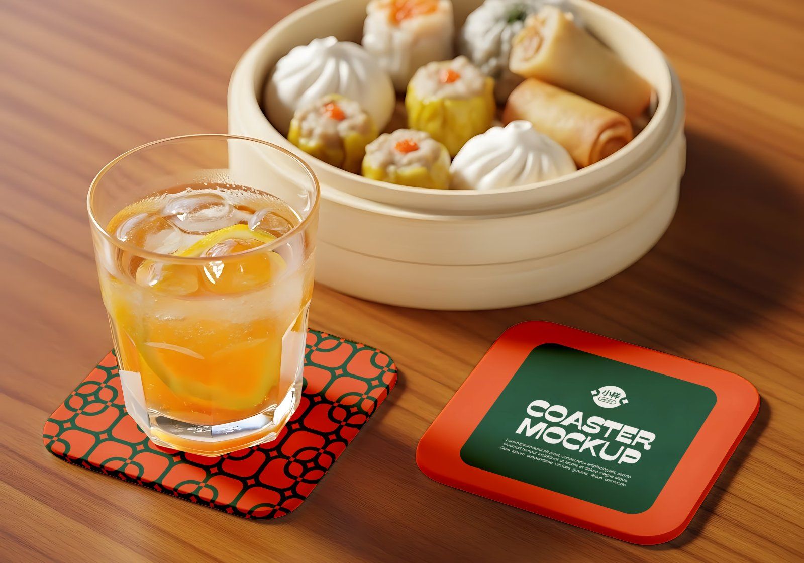 Premium Branding Orange China Restaurant Mockup