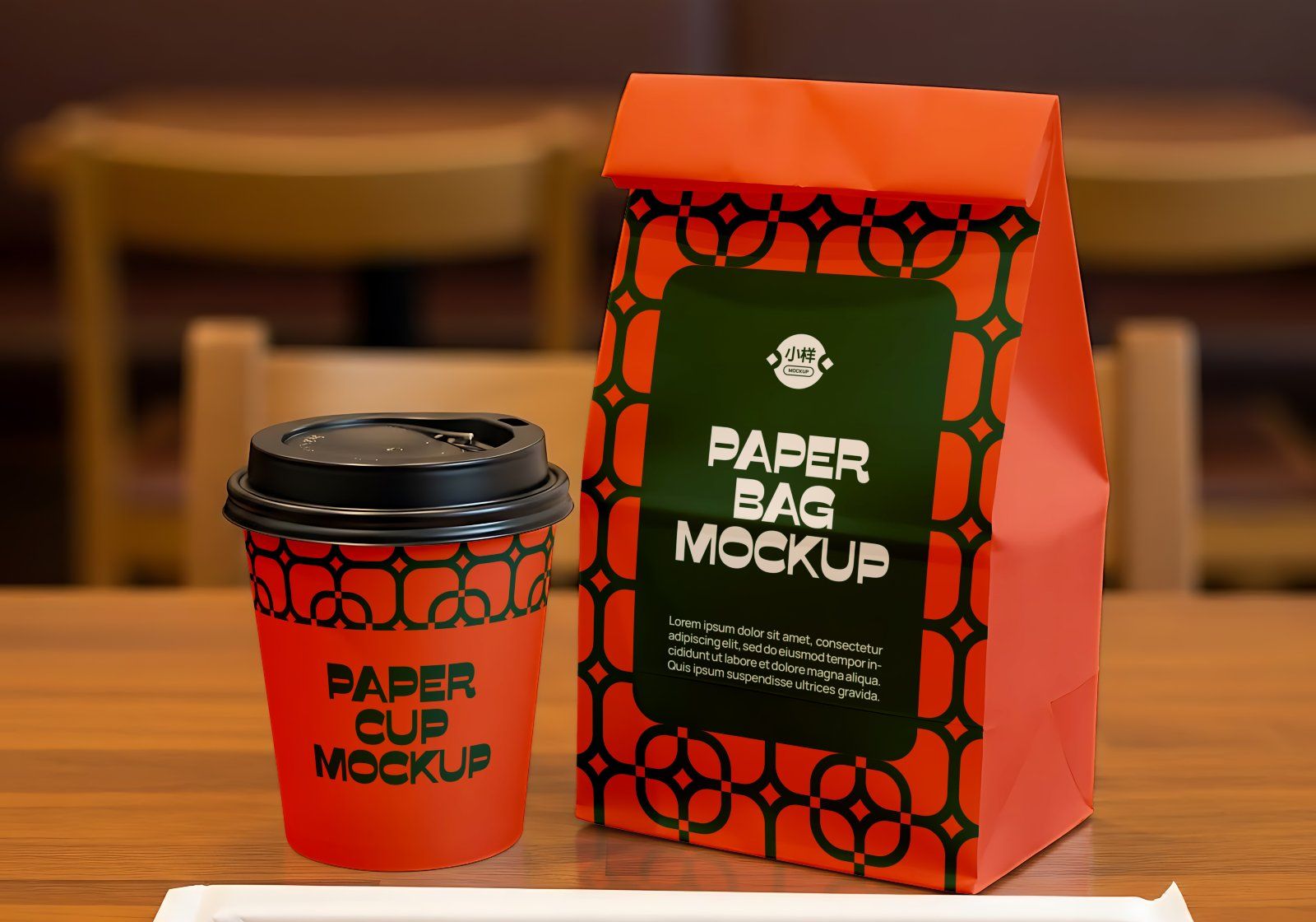 Premium Branding Orange China Restaurant Mockup