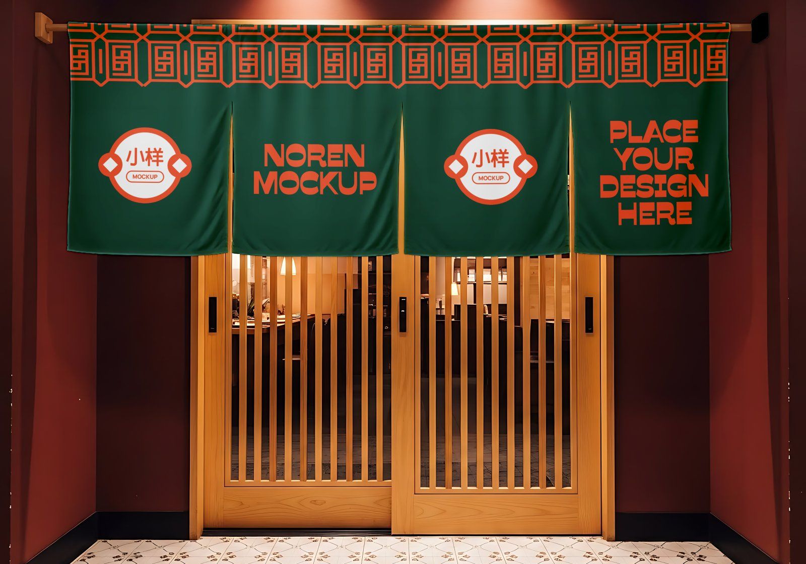 Premium Branding Orange China Restaurant Mockup