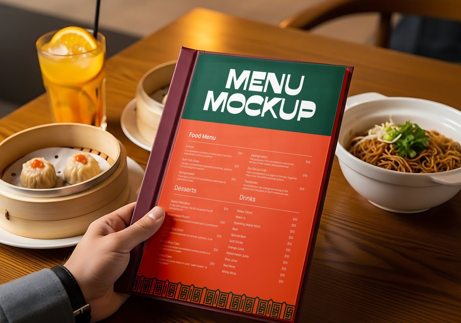 Premium Branding Orange China Restaurant Mockup