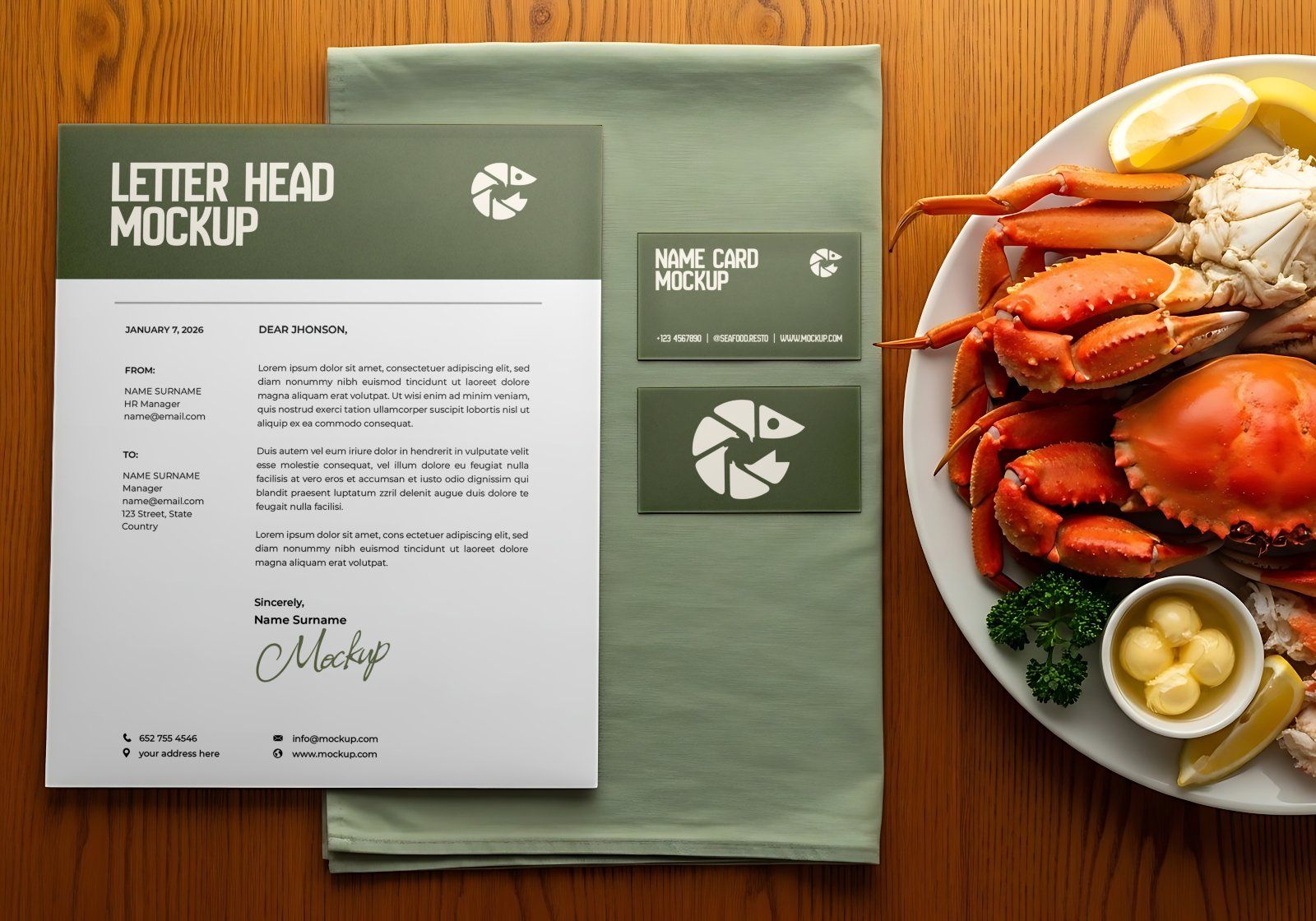 Premium Branding Seafood Resto Mockup