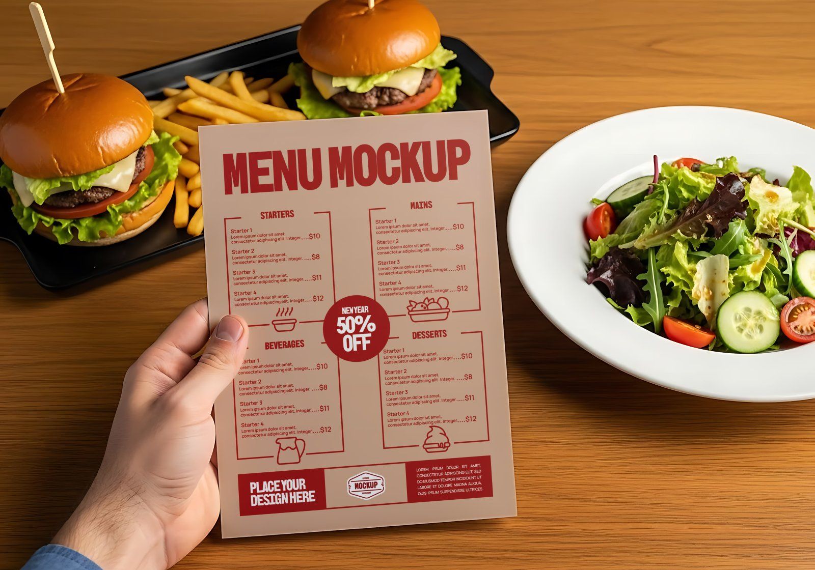 Premium Branding Western Food Restaurant Mockup
