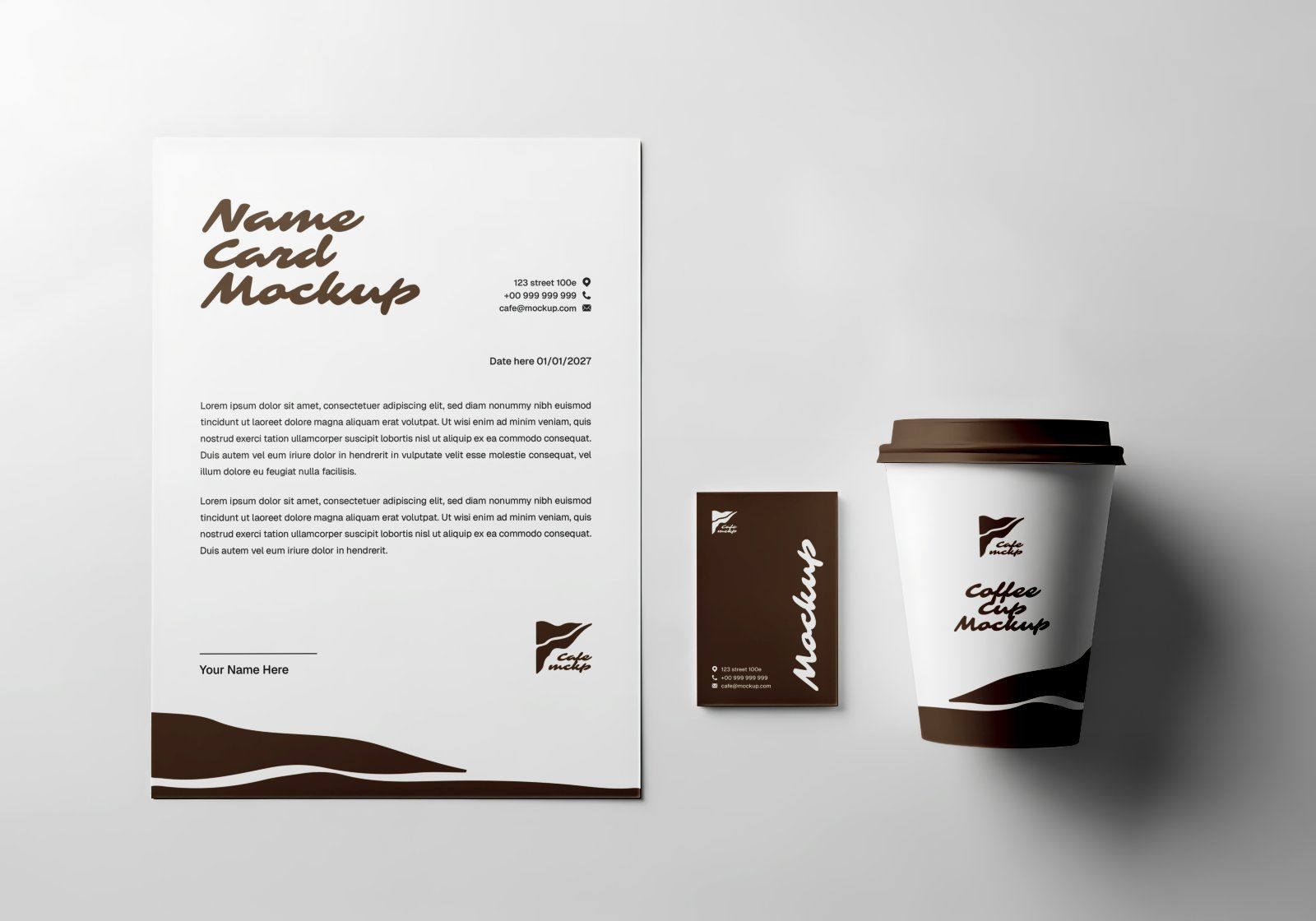 Premium Branding Brown Coffee Cafe Mockup