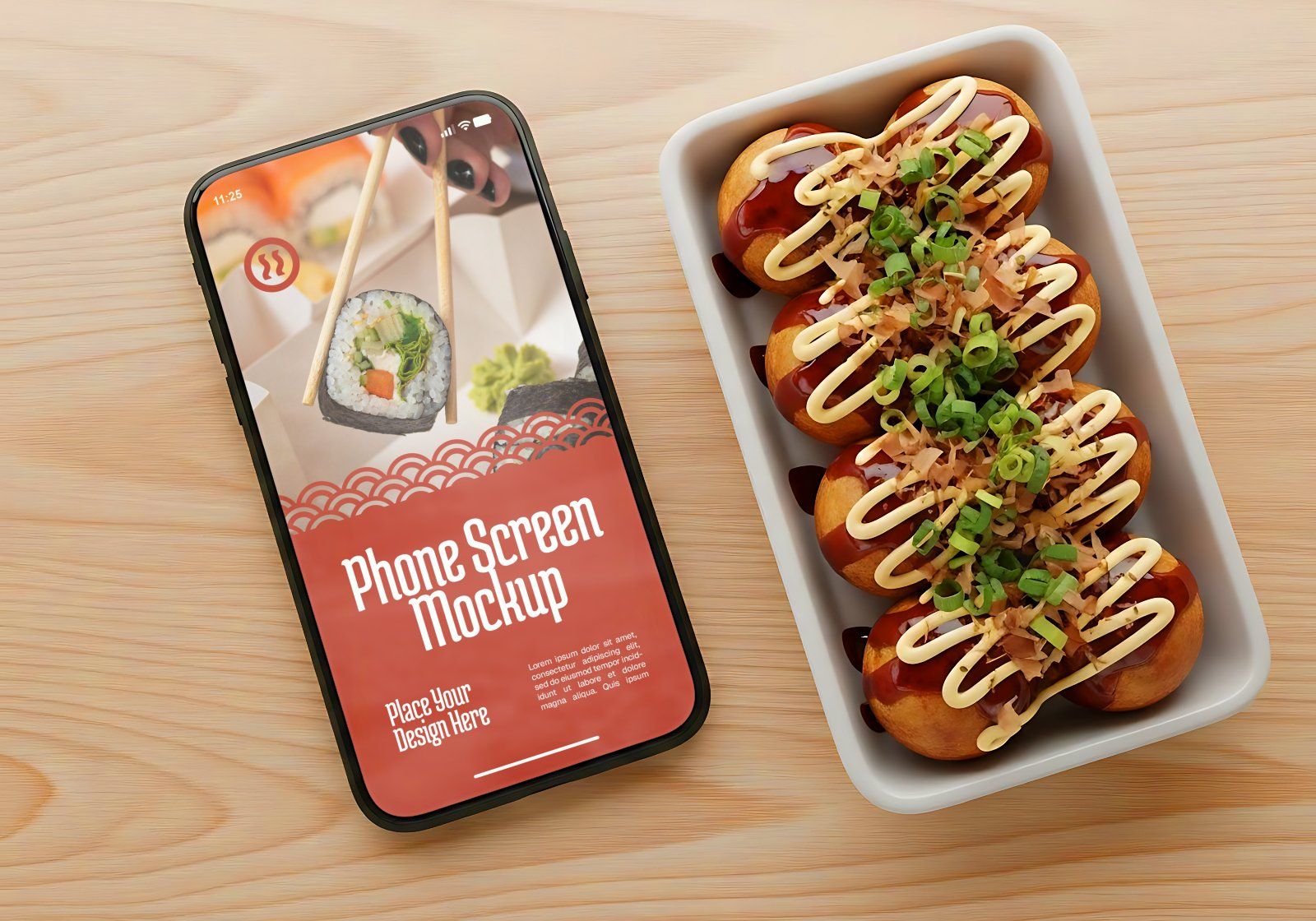 Premium Branding Red Japan Food Restaurant Mockup