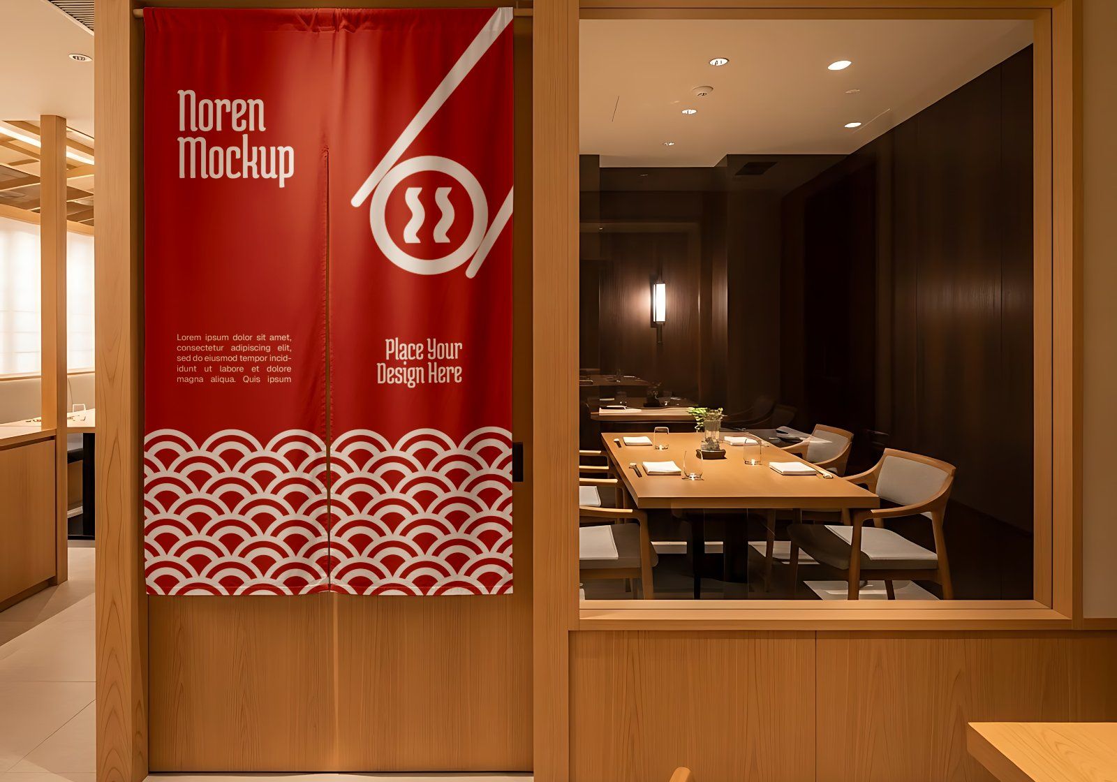 Premium Branding Red Japan Food Restaurant Mockup