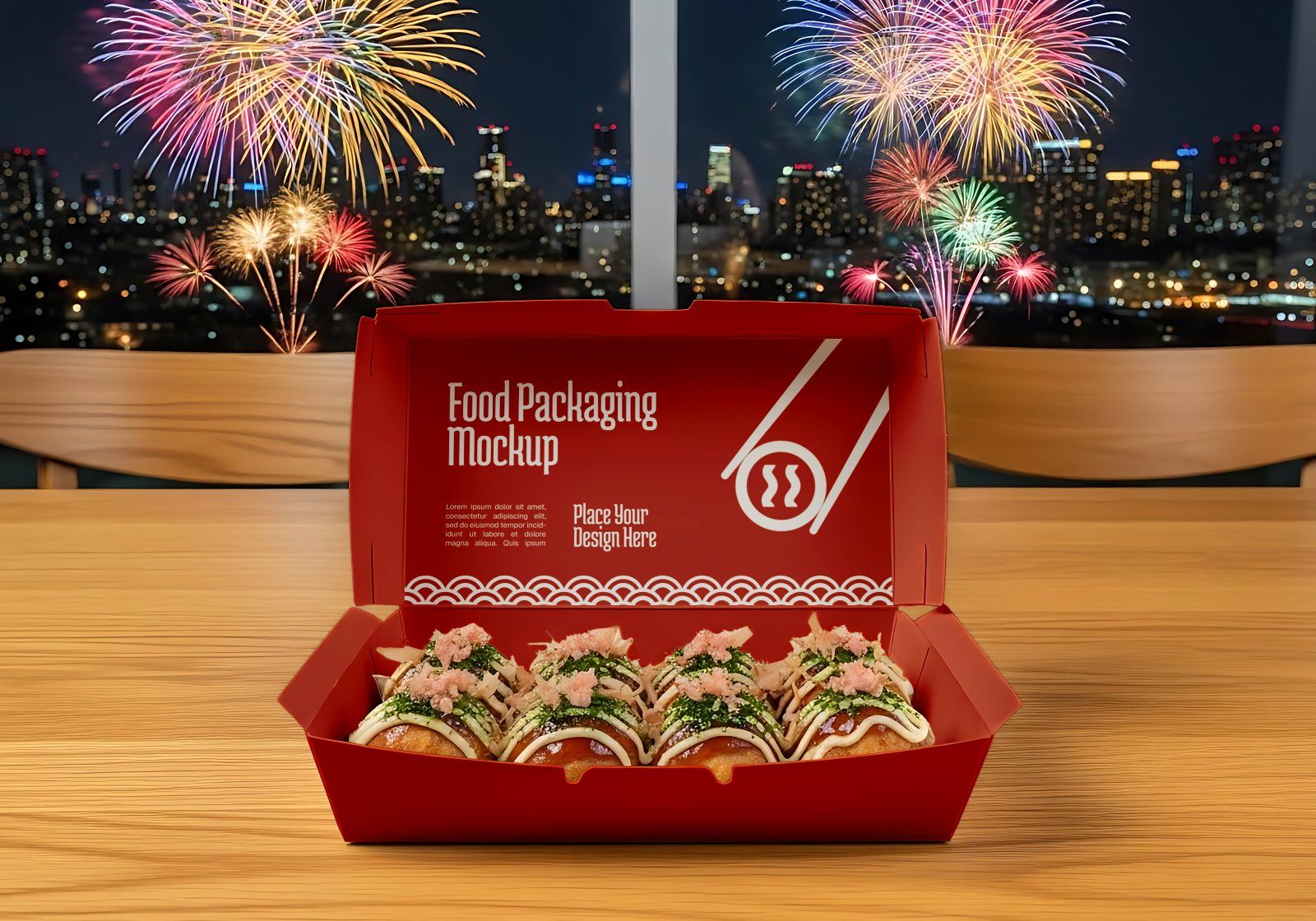 Premium Branding Red Japan Food Restaurant Mockup