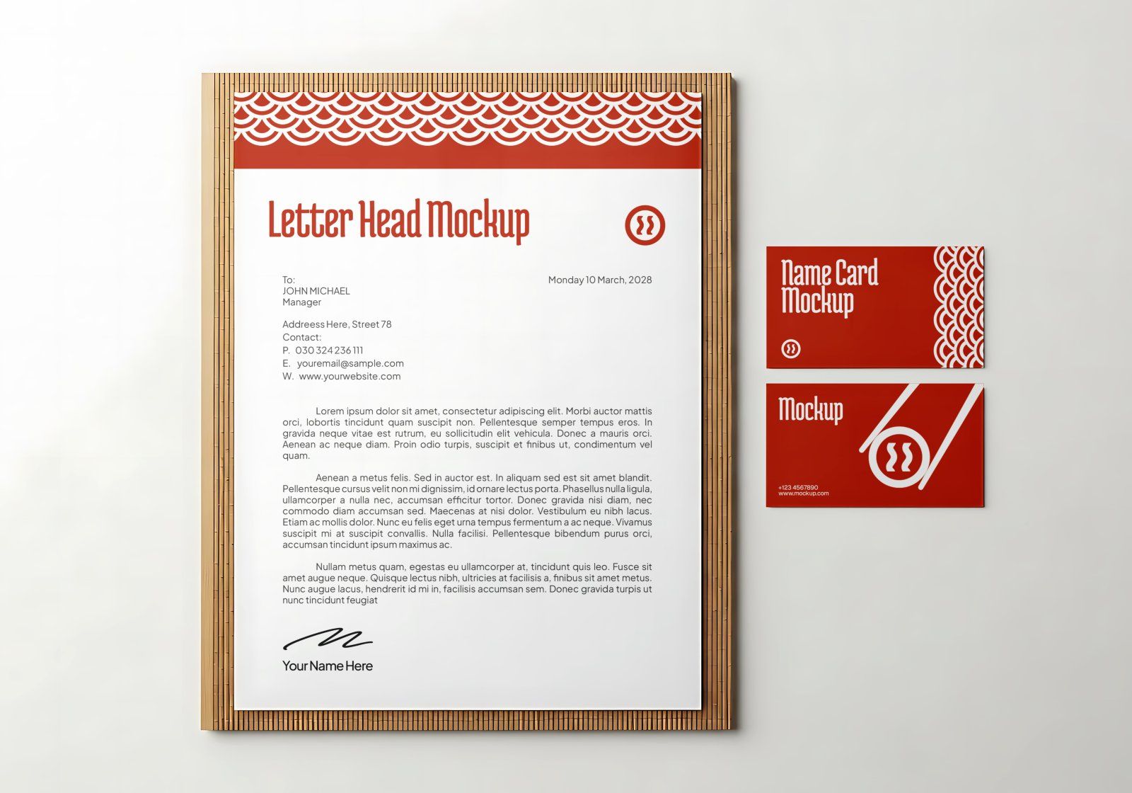 Premium Branding Red Japan Food Restaurant Mockup