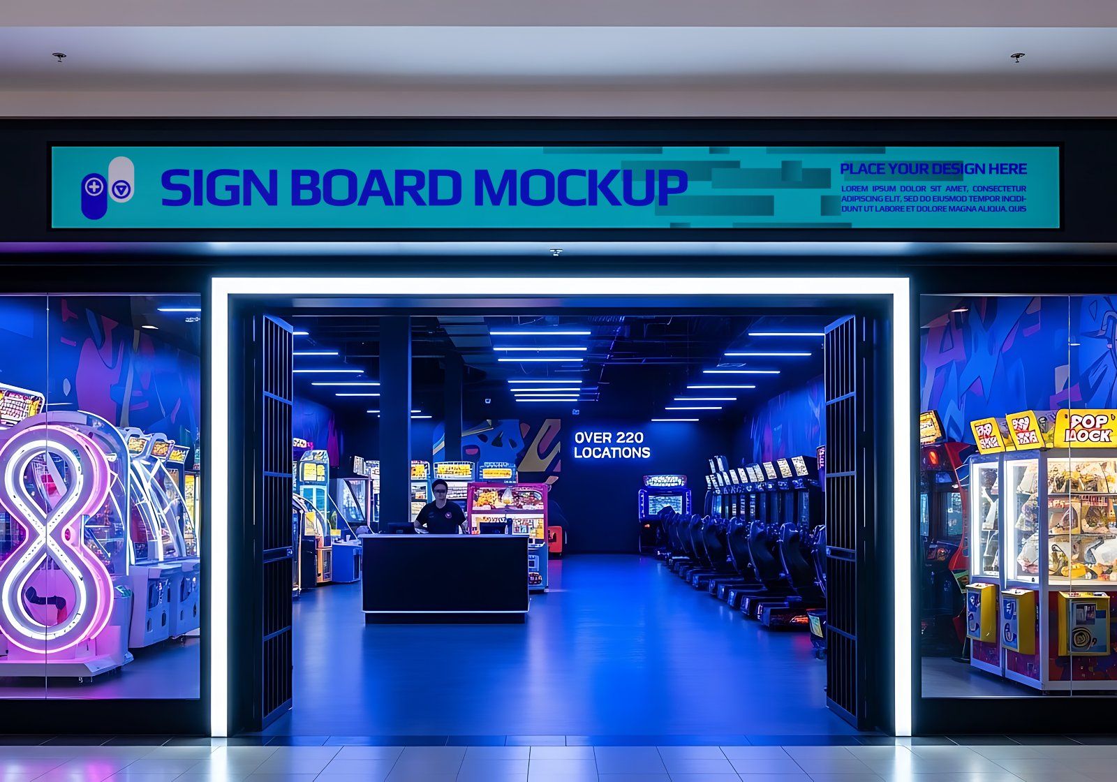 15 Premium Arcade Center Mockup Bundle Gaming Brand