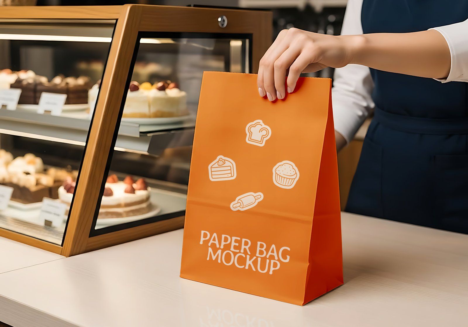 Premium Branding Orange Bakery Store Mockup