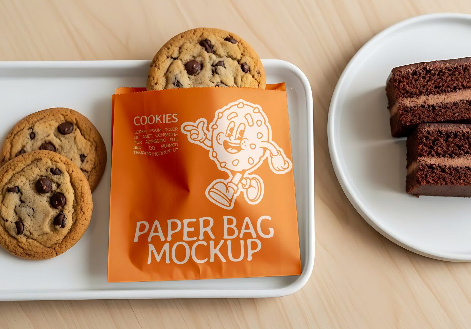 Premium Branding Orange Bakery Store Mockup