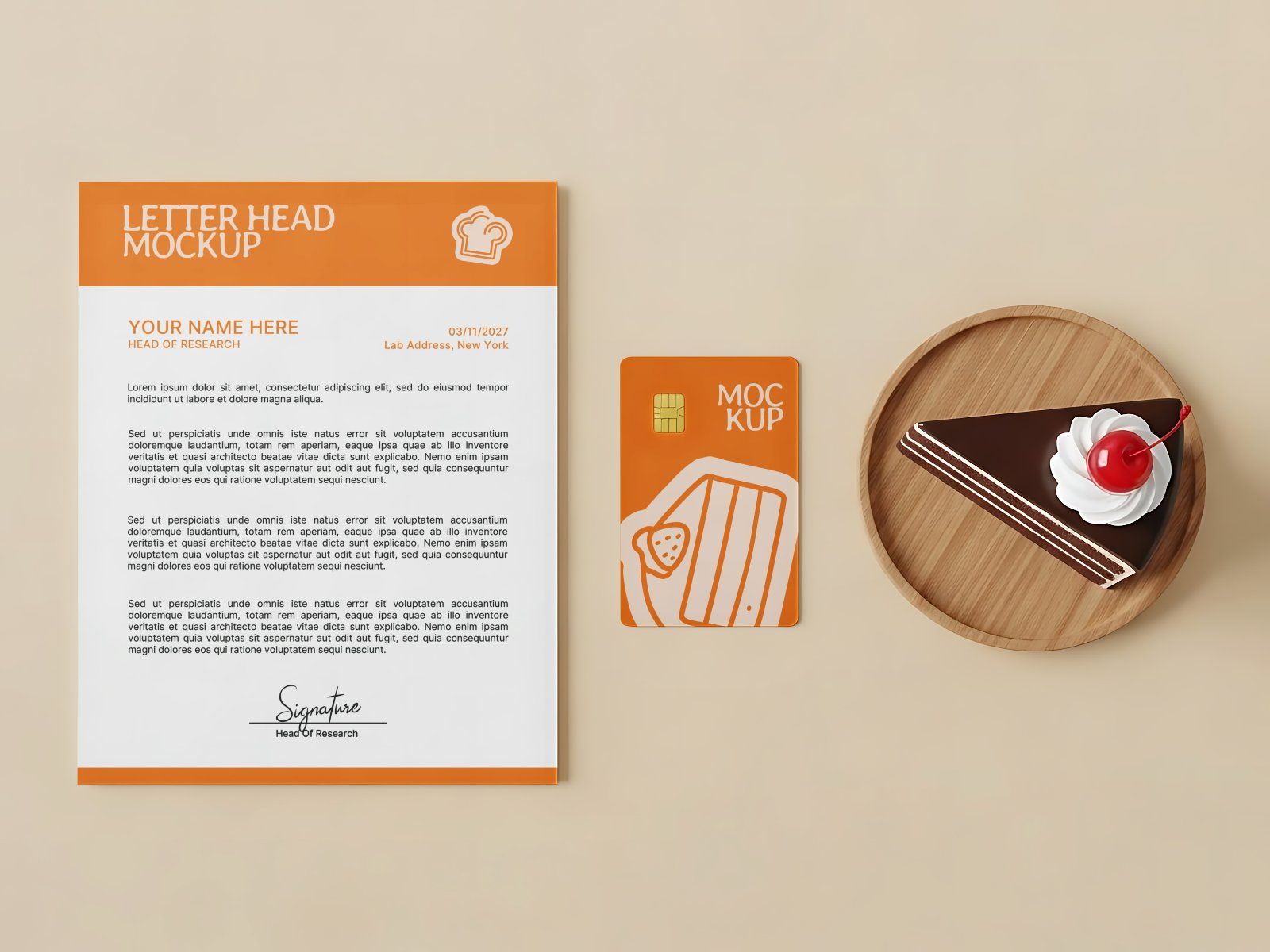Premium Branding Orange Bakery Store Mockup