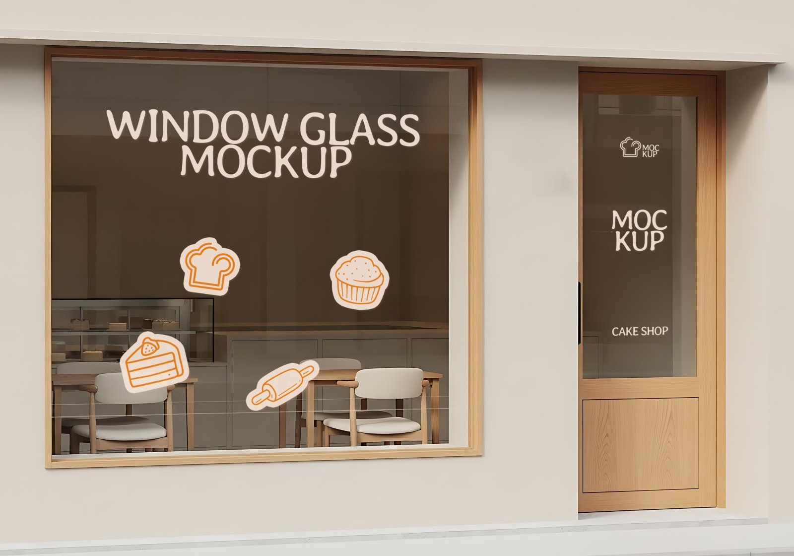 Premium Branding Orange Bakery Store Mockup