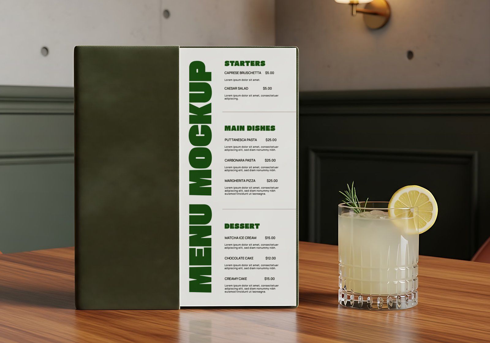 Premium Branding Green Restaurant Mockup