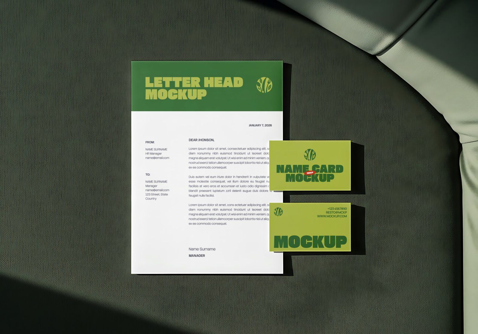 Premium Branding Green Restaurant Mockup