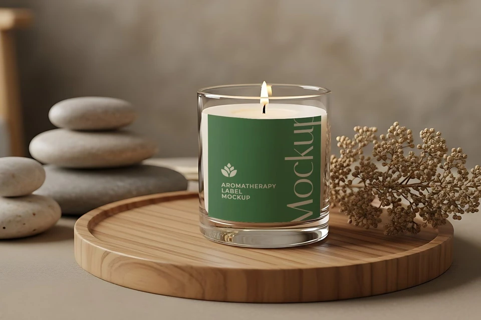 Aromatherapy Candle Label Mockup