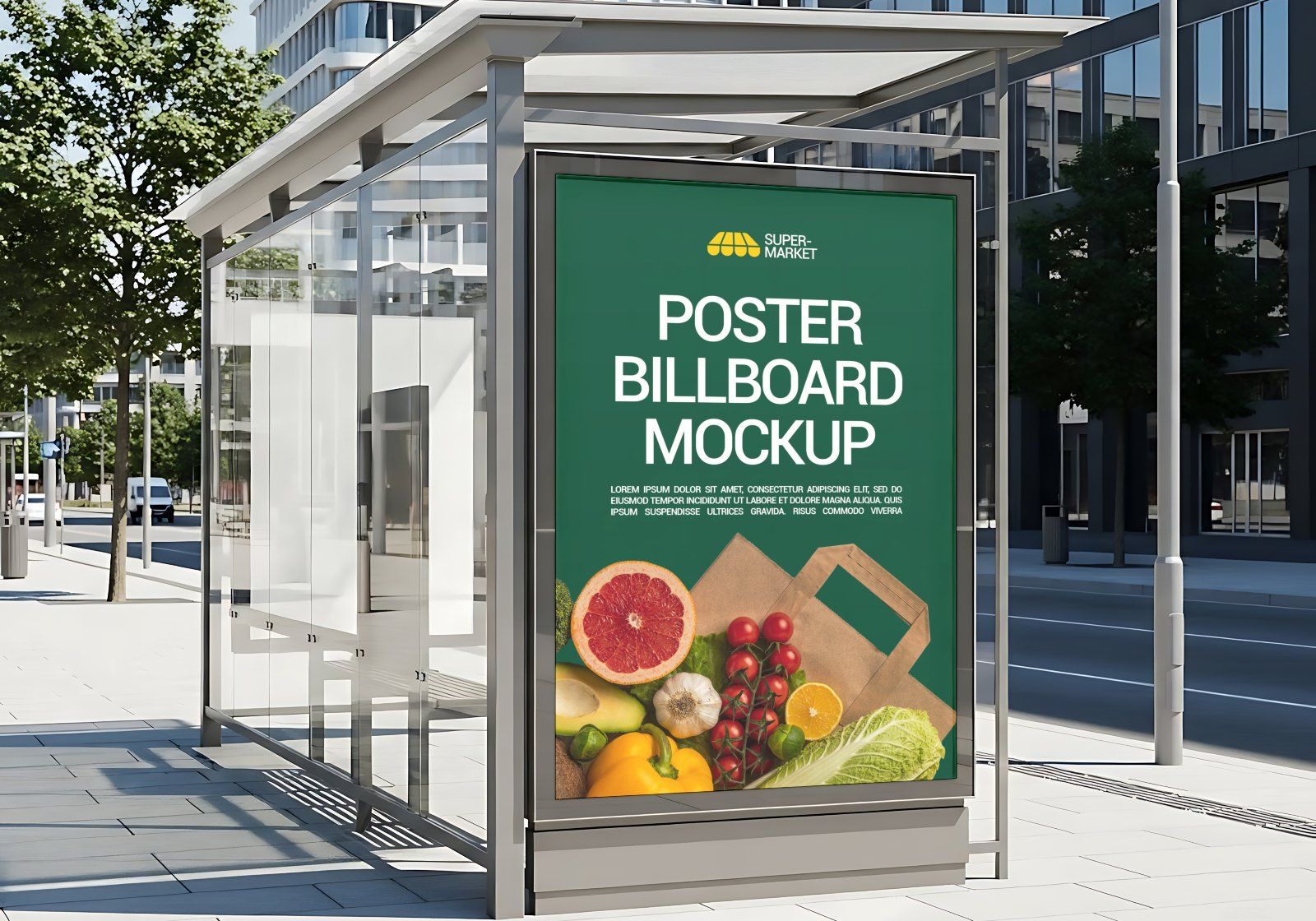 Premium Branding Yellow And Green Supermarket Mockup
