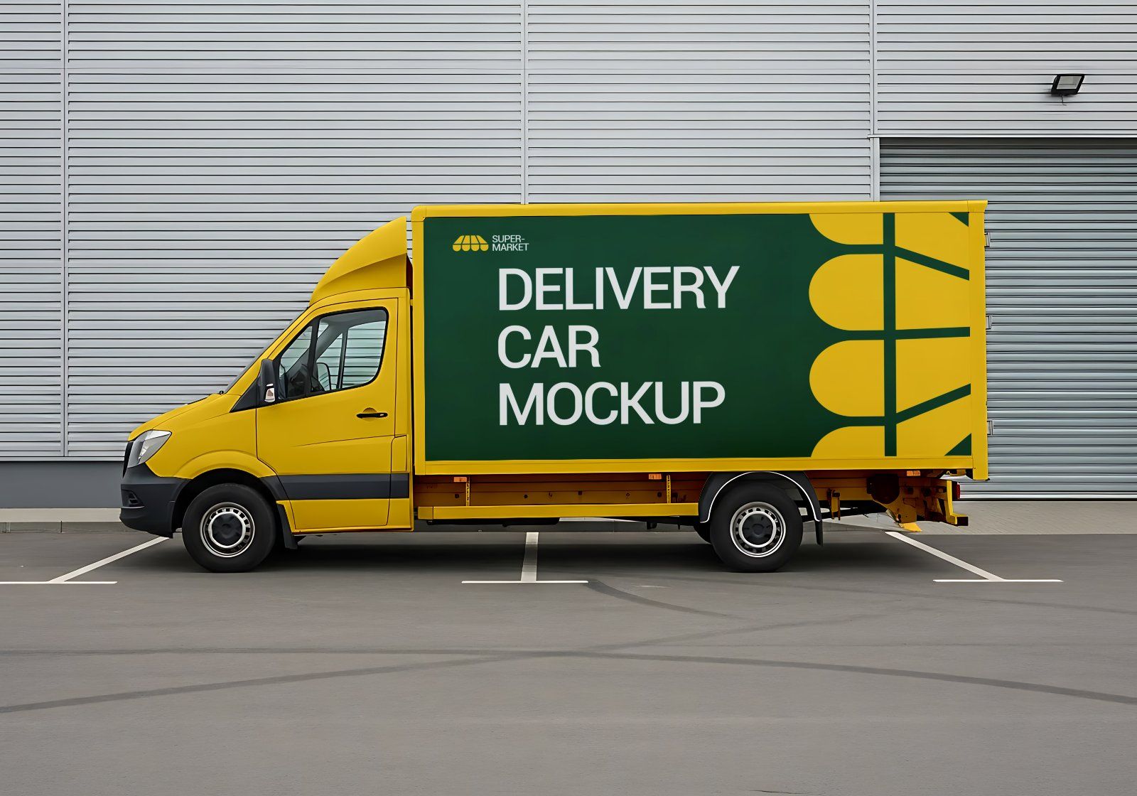 Premium Branding Yellow And Green Supermarket Mockup