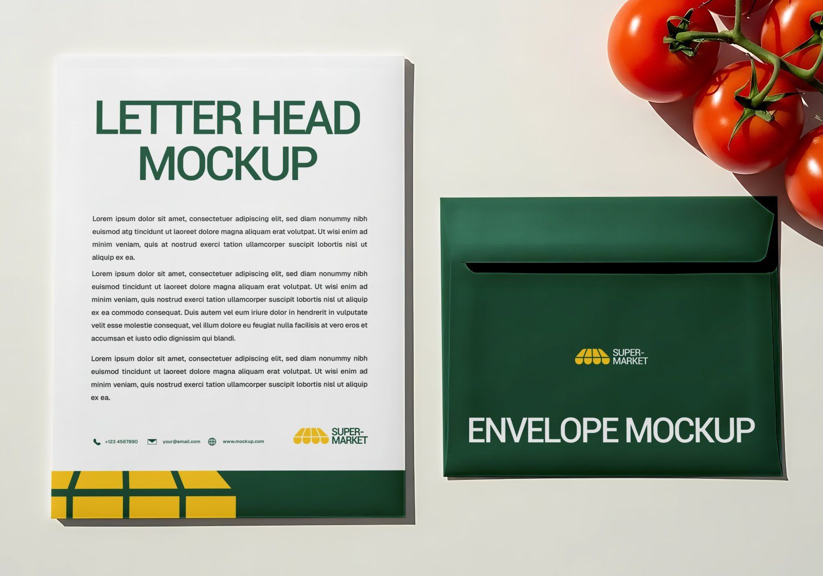 Premium Branding Yellow And Green Supermarket Mockup