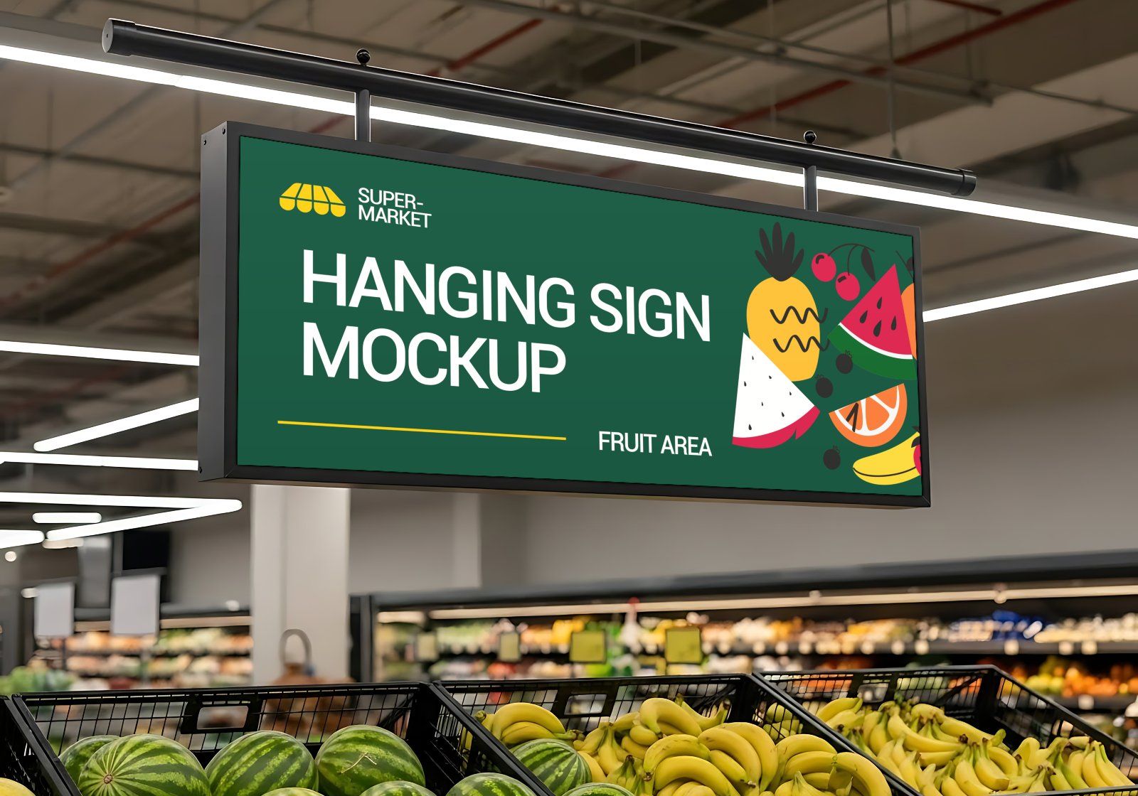 Premium Branding Yellow And Green Supermarket Mockup
