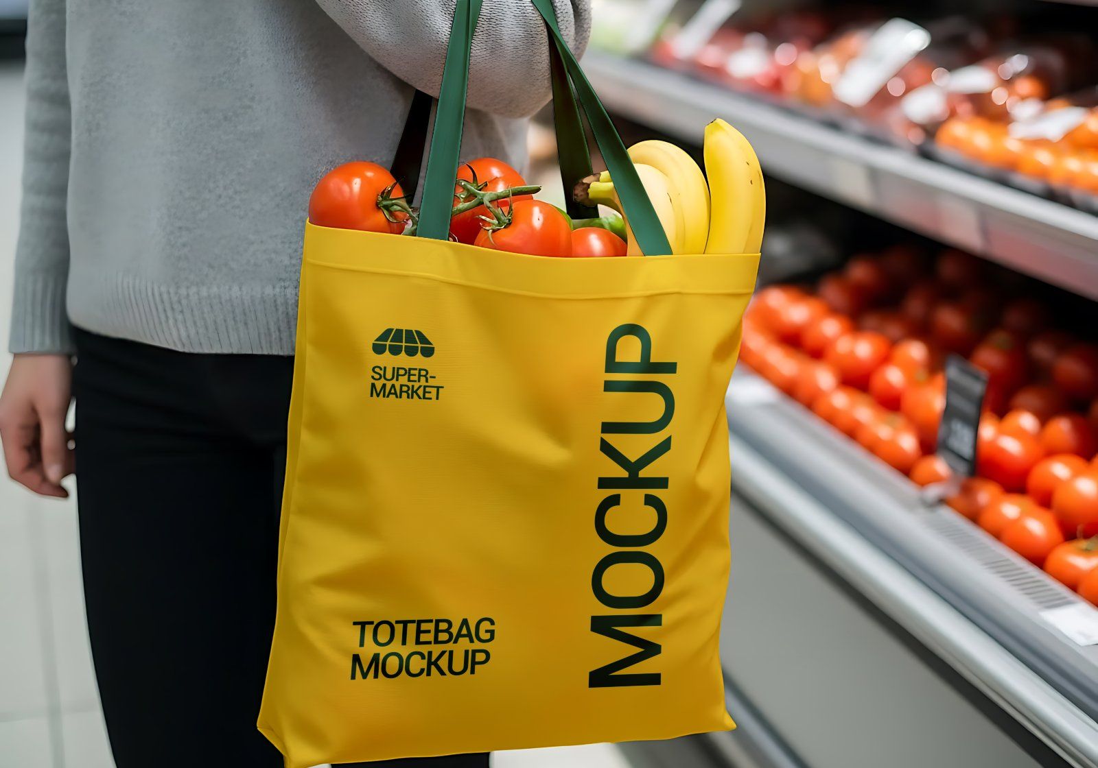 Premium Branding Yellow And Green Supermarket Mockup