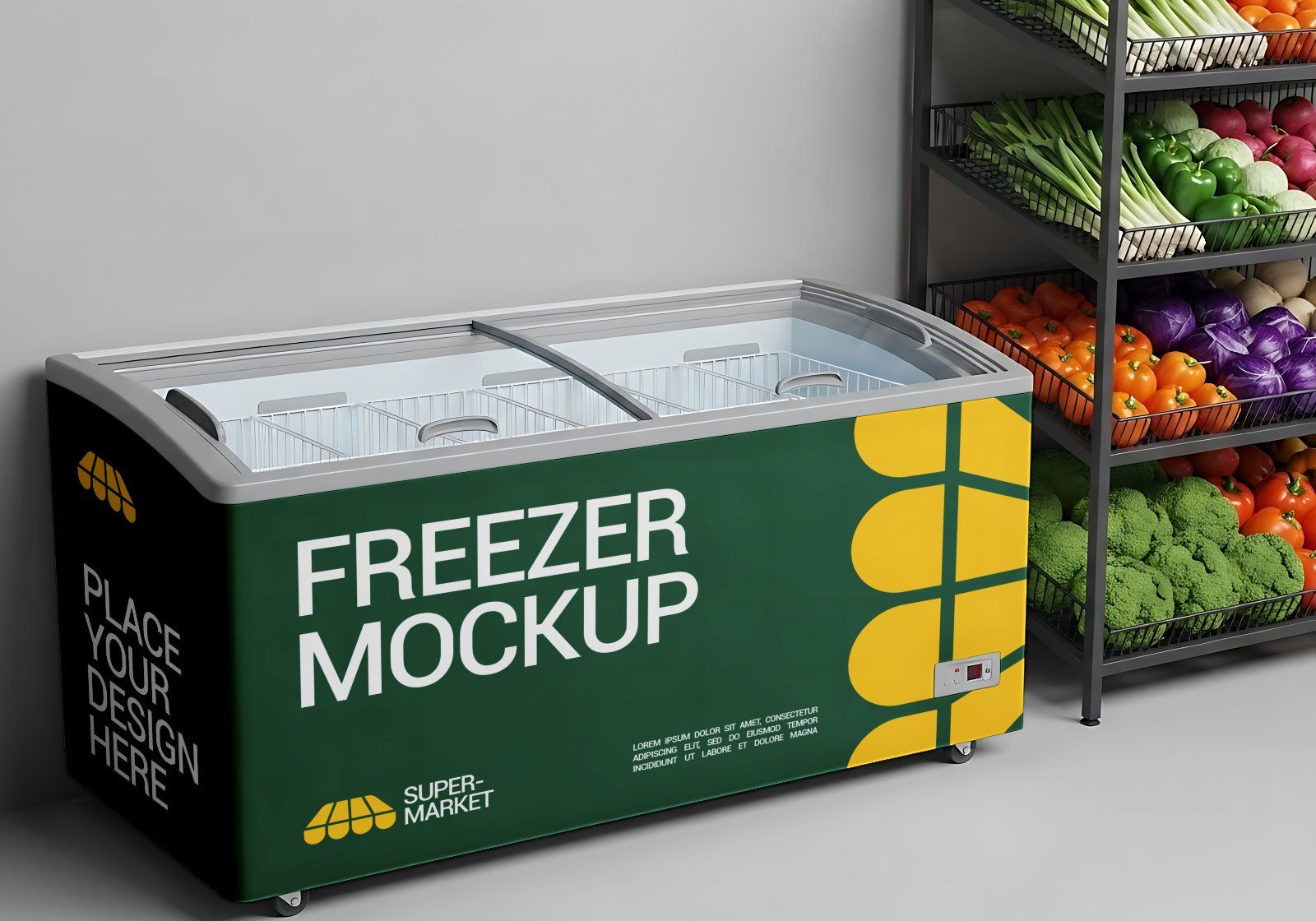 Premium Branding Yellow And Green Supermarket Mockup