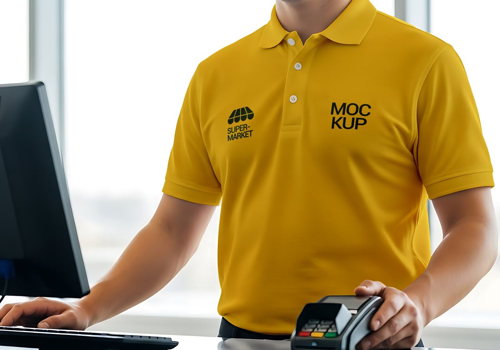 Premium Branding Yellow And Green Supermarket Mockup