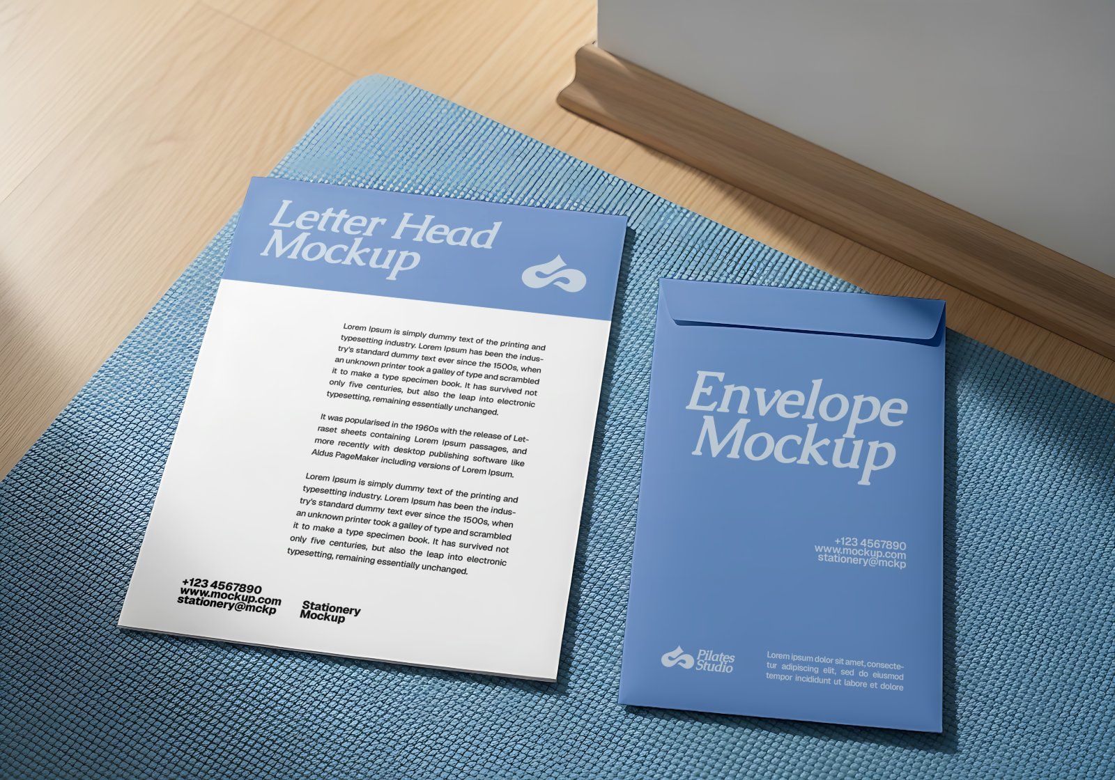 Premium Branding Blue Pilates Mockup