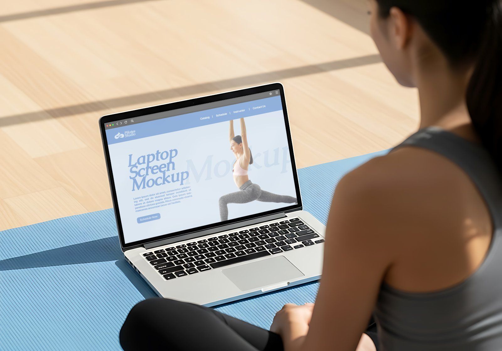 Premium Branding Blue Pilates Mockup
