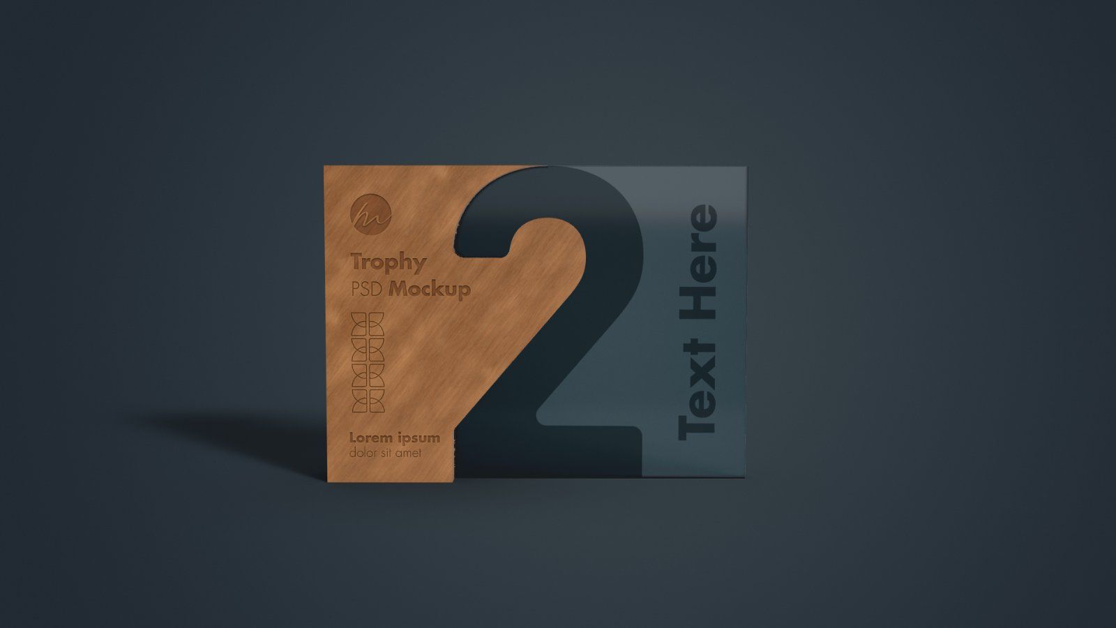Wooden Number Two Trophy Award Mockup - 3 PSDs — image 2