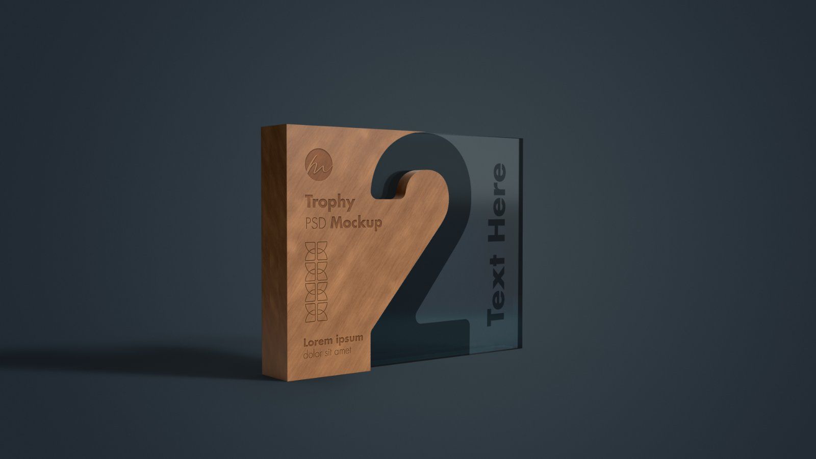 Wooden Number Two Trophy Award Mockup - 3 PSDs — image 3