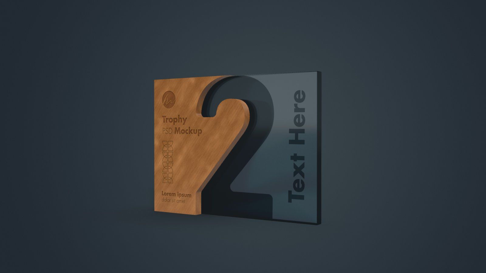 Wooden Number Two Trophy Award Mockup - 3 PSDs — image 4