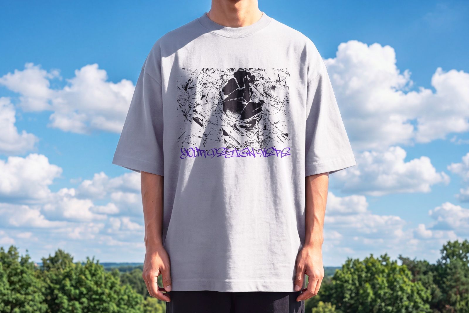Men's Oversized Front T-Shirt Mockup | Streetwear Lifestyle — image 3