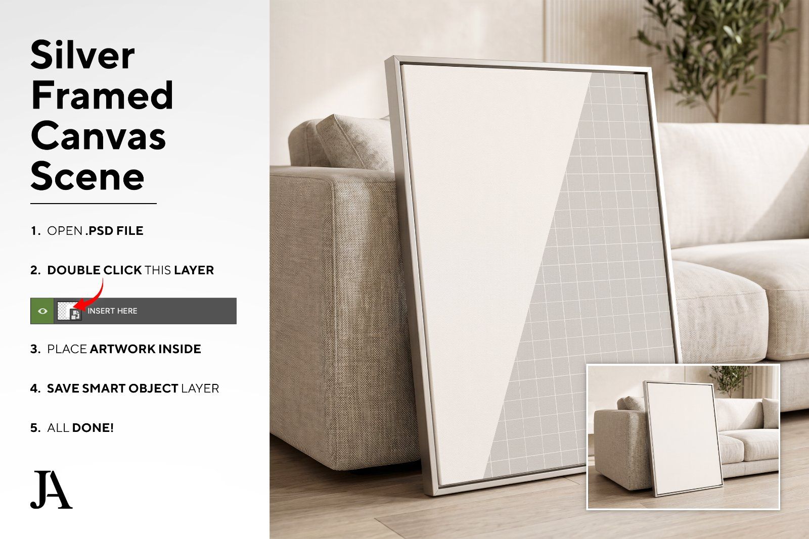 Silver Framed Canvas | 2x3 Ratio PSD — image 4