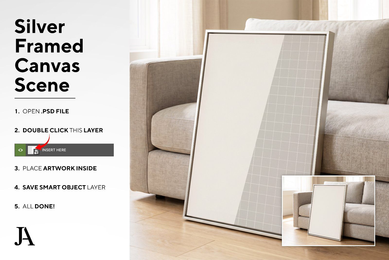 Silver Framed Canvas | 2x3 Ratio PSD