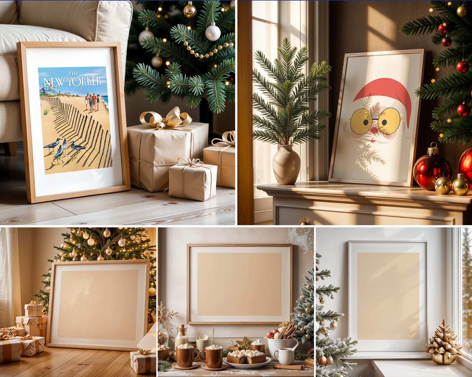 40 Christmas Frame Mockup Bundle: Poster & Art Presentation (PSD)