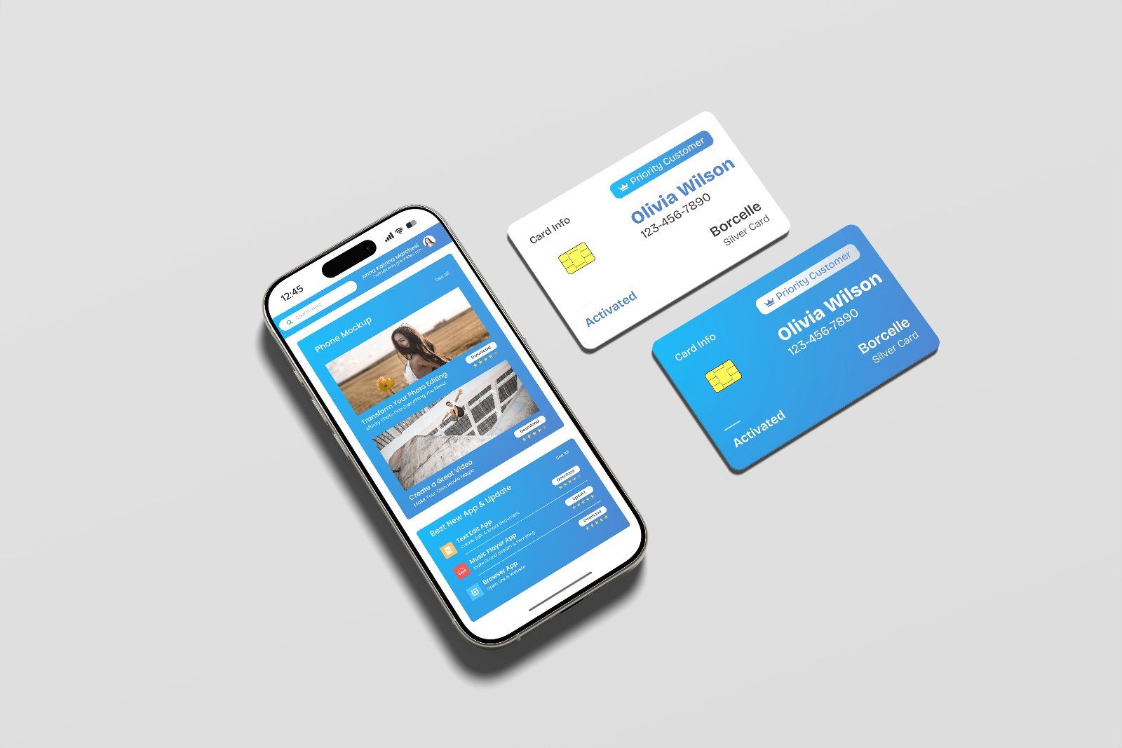 Smartphone and Credit Card Mockup