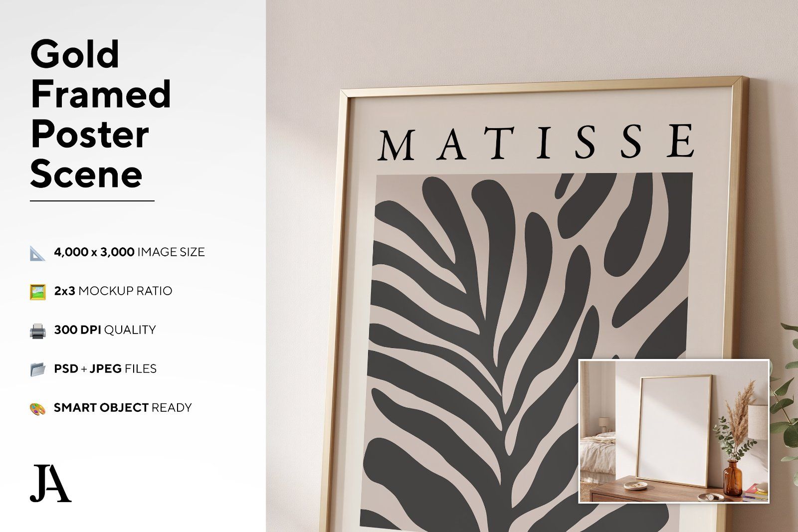 Gold Framed Poster | 2x3 Ratio PSD