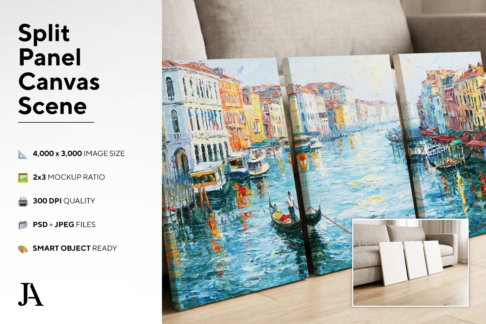 Split Panel Canvas | 2x3 Ratios PSD