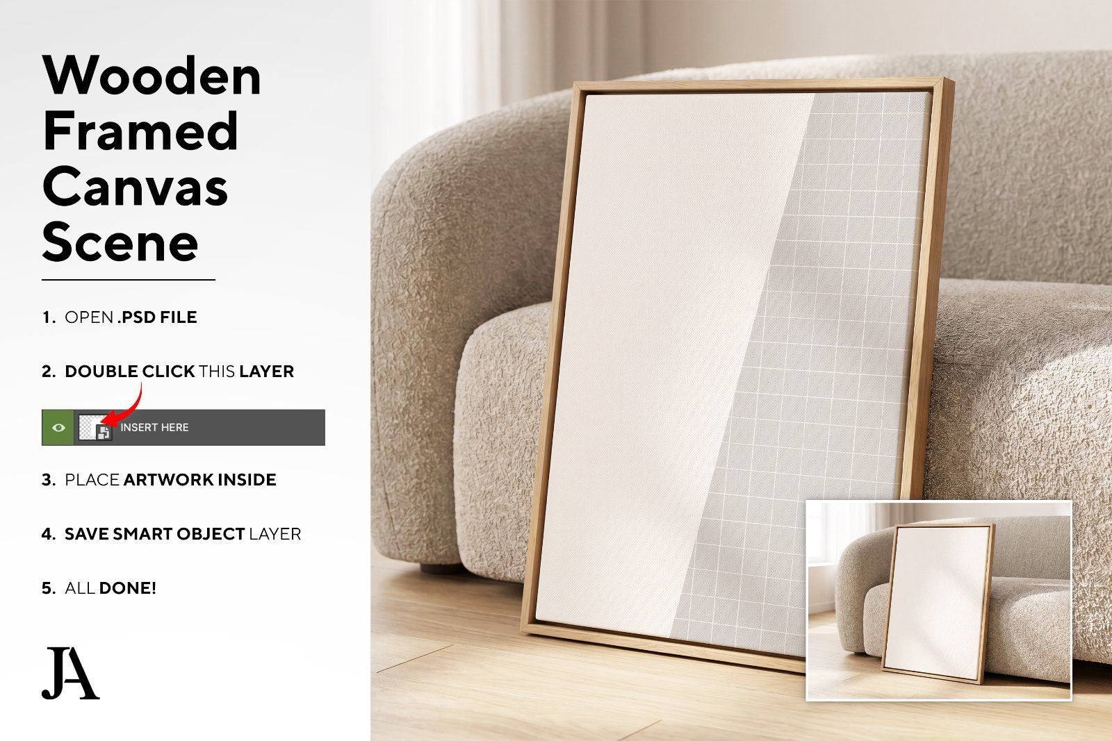 Wooden Framed Canvas | 2x3 Ratio PSD