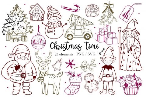 Hand drawn whimsical Christmas