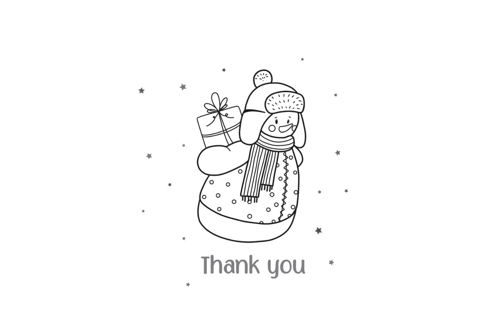 Snowman Black and White Clipart: Merry Christmas SVG, Winter PNG